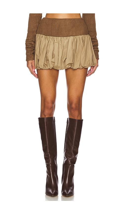 zemeta sandy knit balloon skirt in tan. - size l (also in m, s)