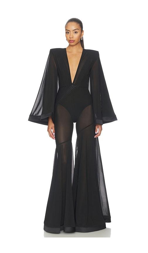 zhivago illusion survives love 2 pc mesh jumpsuit in black. - size 10 (also in 2, 4, 6, 8, 12)