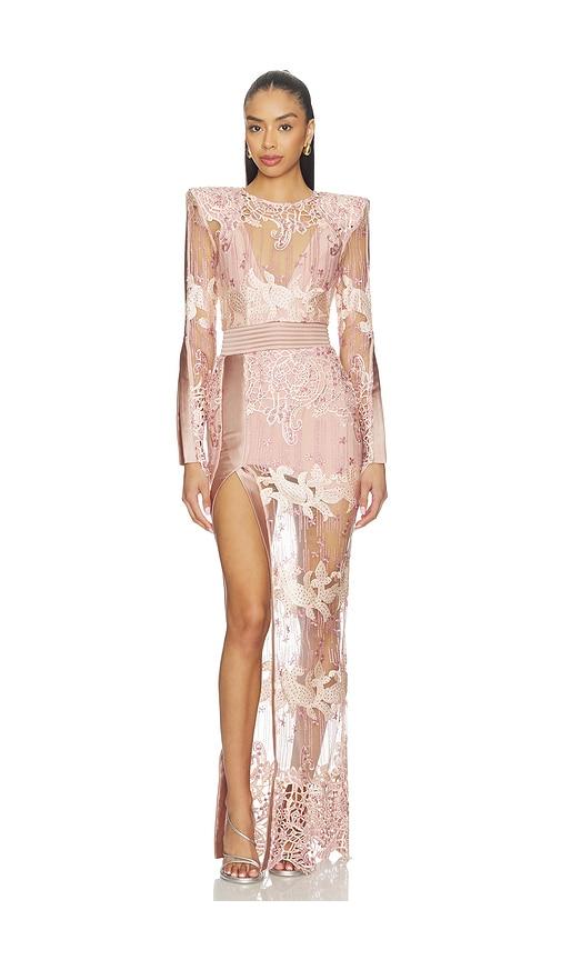 zhivago violets and music gown in nude. - size 10 (also in 12)