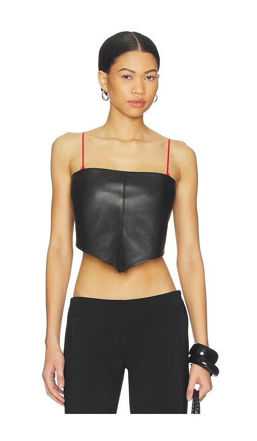 ziah leather scarf in black.