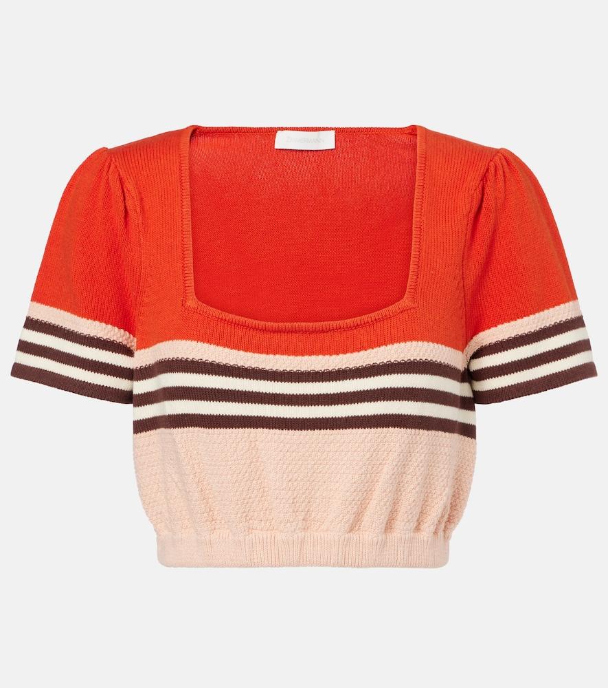 zimmermann ascension knitted cotton-blend top