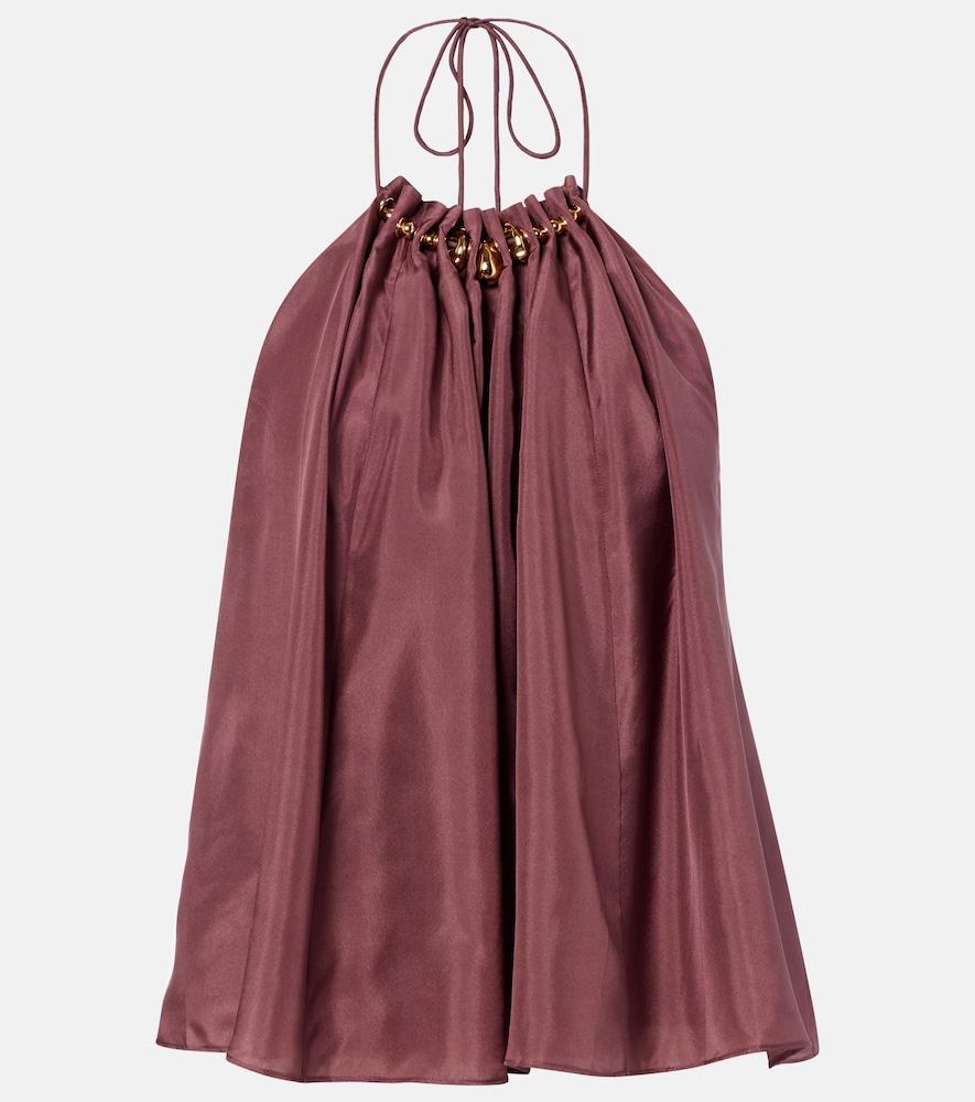 zimmermann aster beaded halterneck silk top