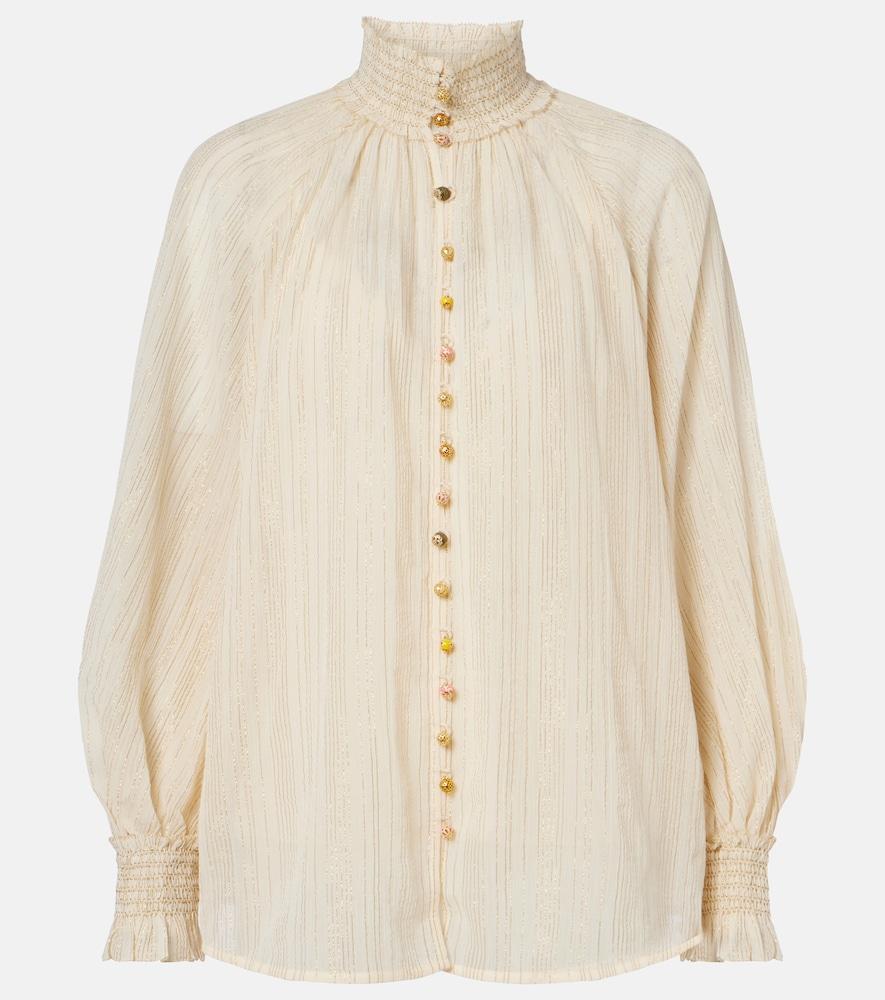 zimmermann aster cotton and silk-blend blouse