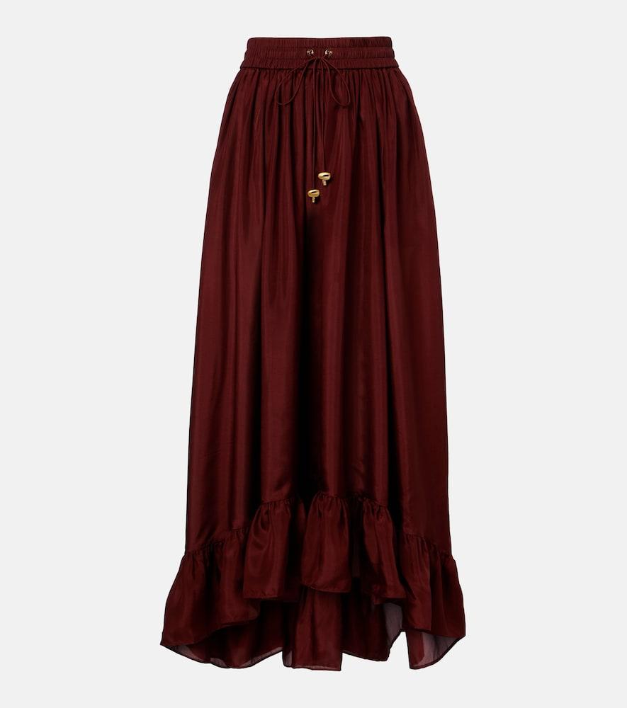 zimmermann aster gathered silk habotai maxi skirt