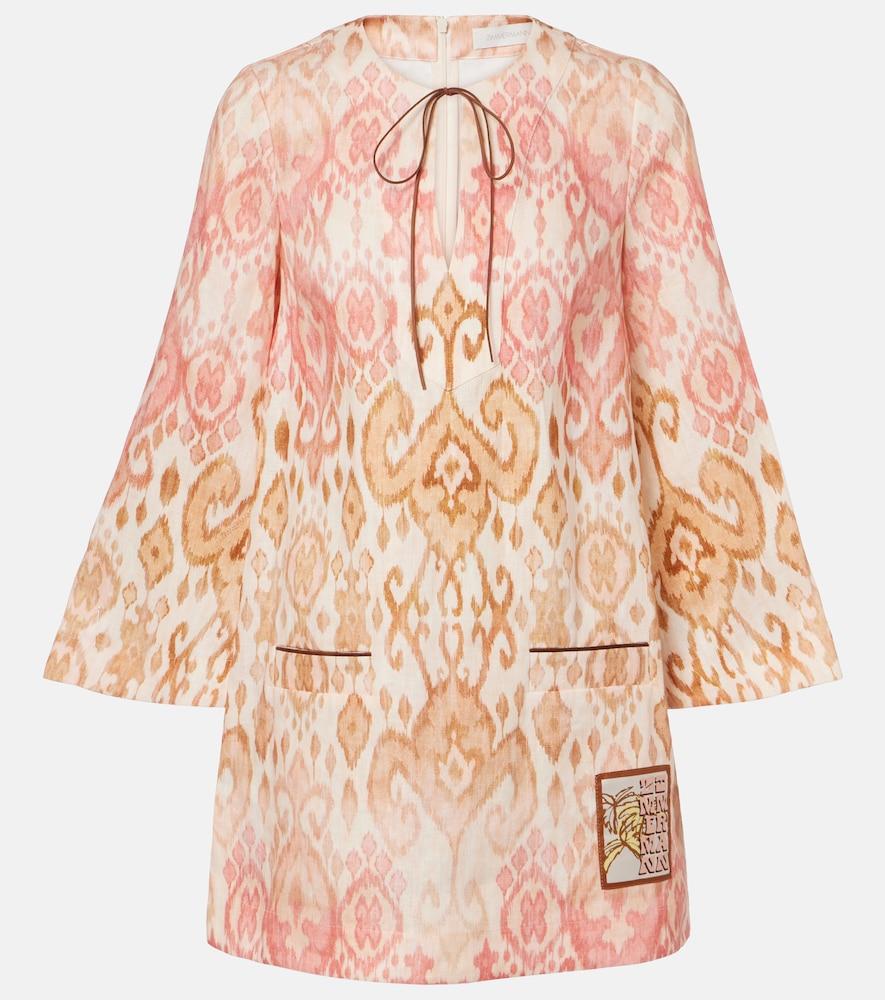 zimmermann aster printed linen beach dress