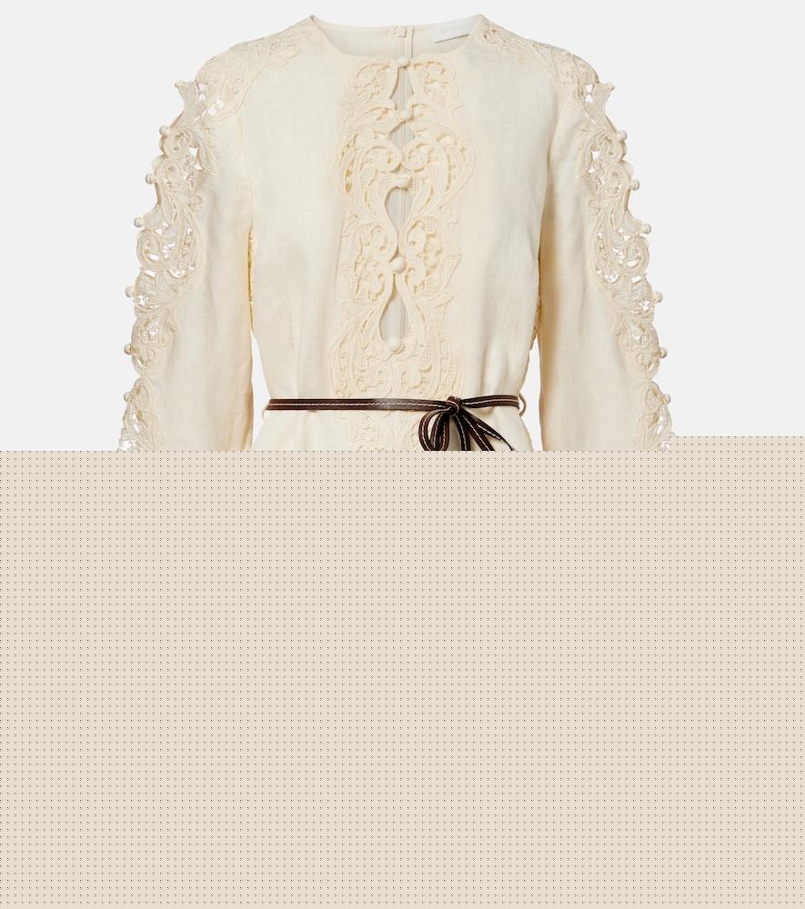zimmermann awaken belted embroidered linen minidress