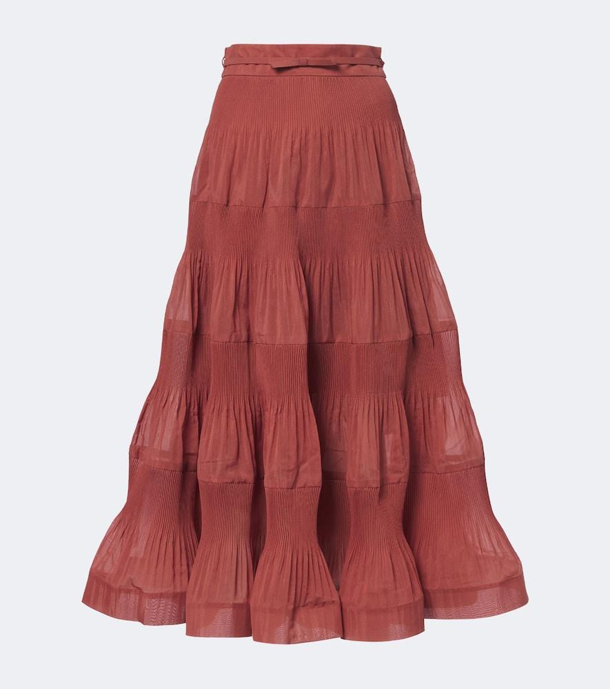 zimmermann belted pleated midi skirt