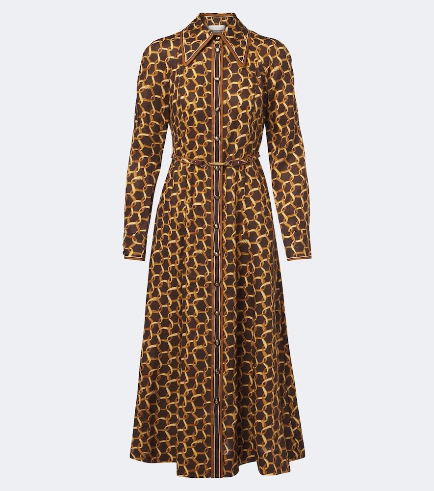 zimmermann belted printed linen shirt dress