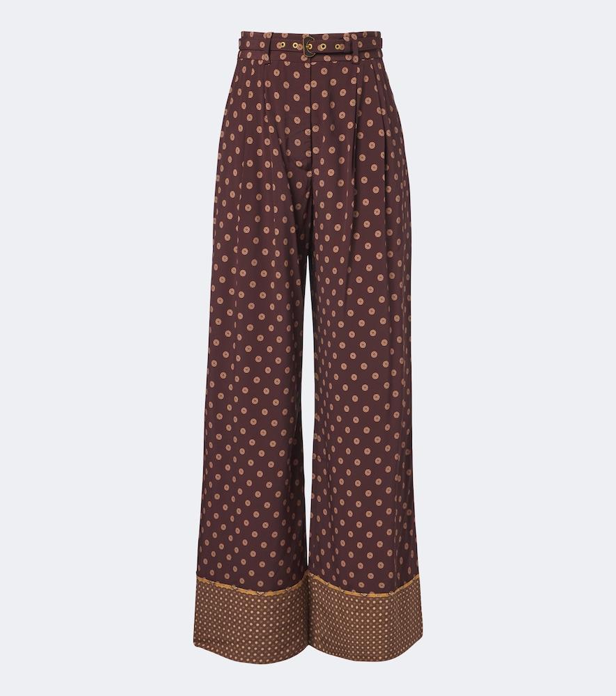 zimmermann belted printed wide-leg pants