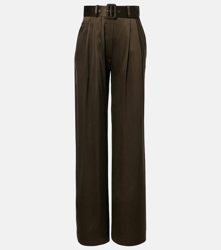 zimmermann belted silk wide-leg pants
