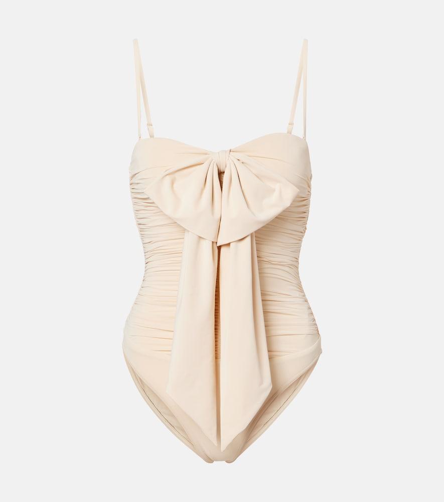 zimmermann como bow-detail draped swimsuit