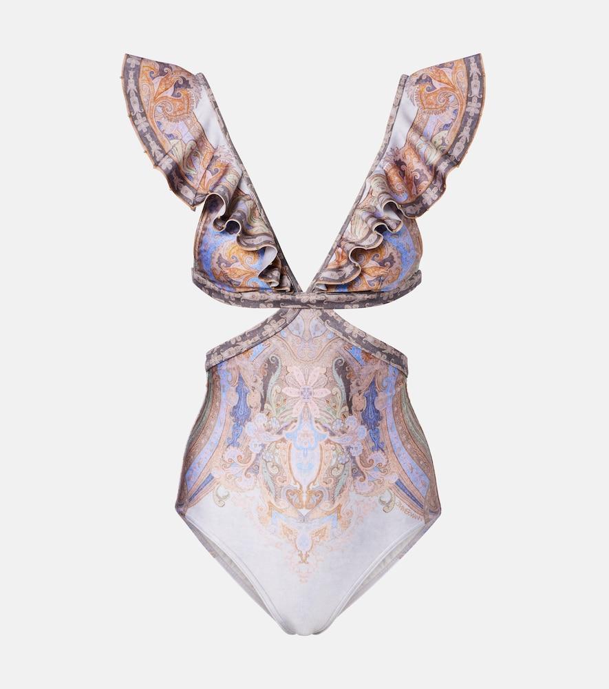 zimmermann como cutout printed swimsuit