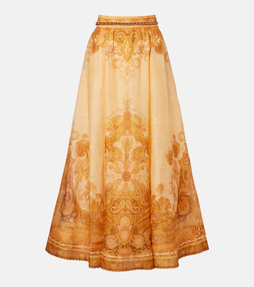 zimmermann como paisley linen and silk maxi skirt