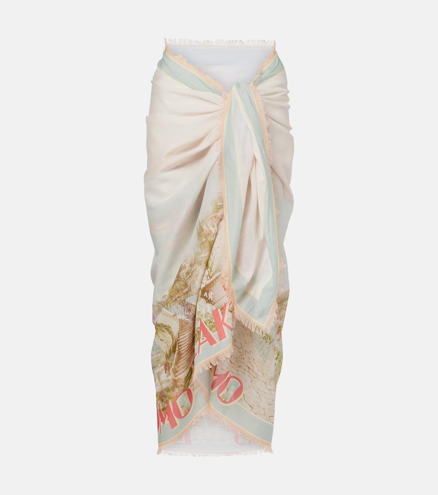 zimmermann como printed cotton beach cover-up