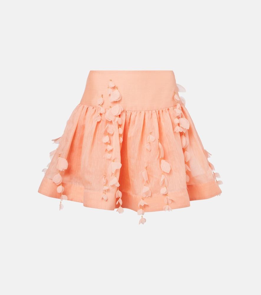 zimmermann dawning linen and silk miniskirt