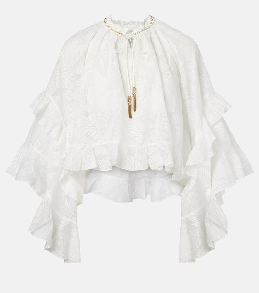 zimmermann daylight ruffled cotton-blend blouse