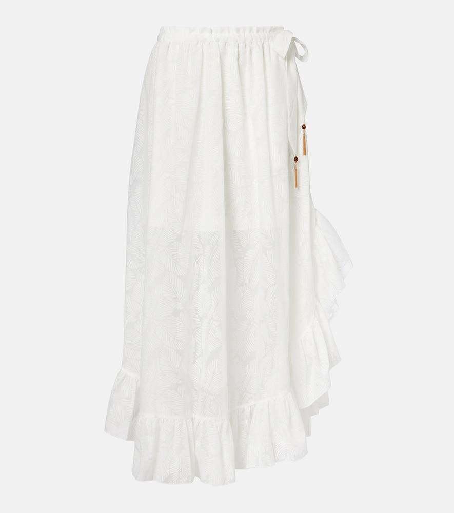 zimmermann daylight ruffled cotton-blend maxi skirt
