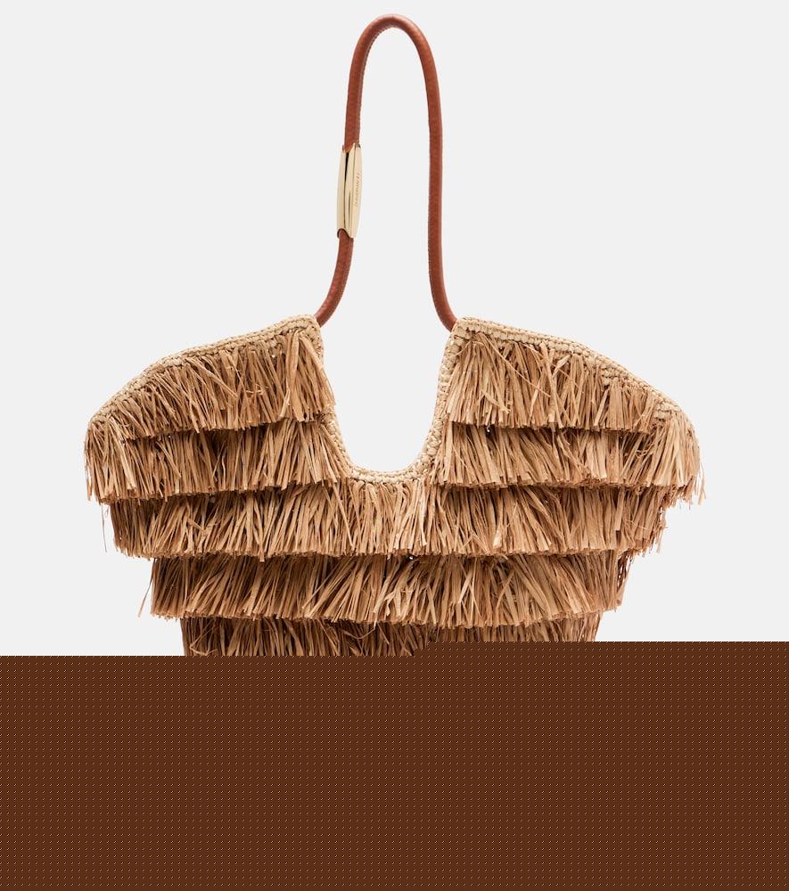 zimmermann goldentime medium raffia tote bag