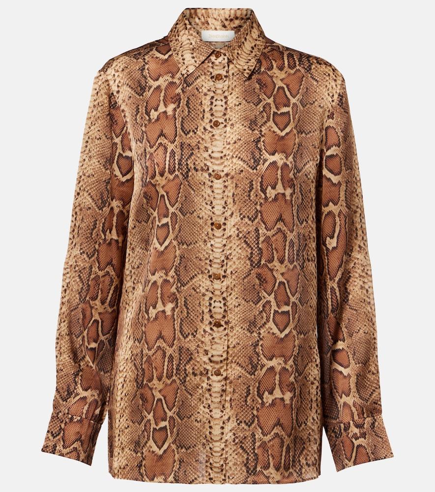 zimmermann hypnotic snake-print silk shirt