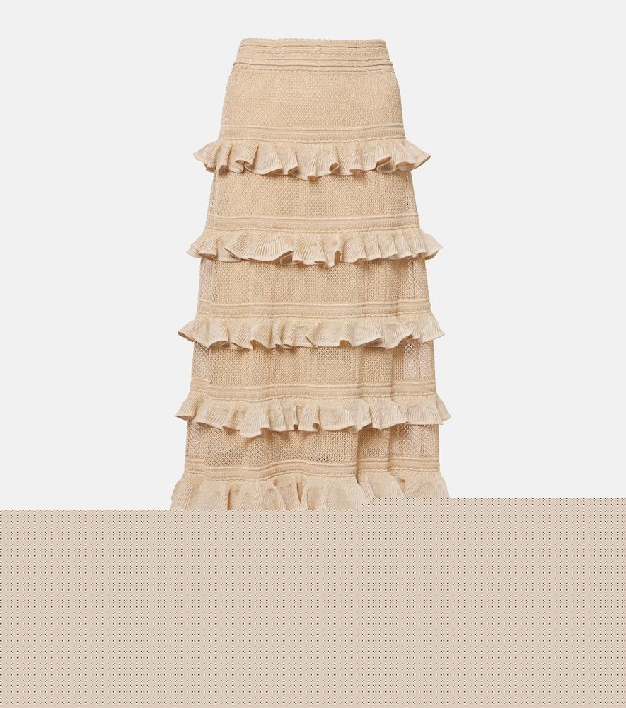 zimmermann illuminate ruffled tiered maxi skirt