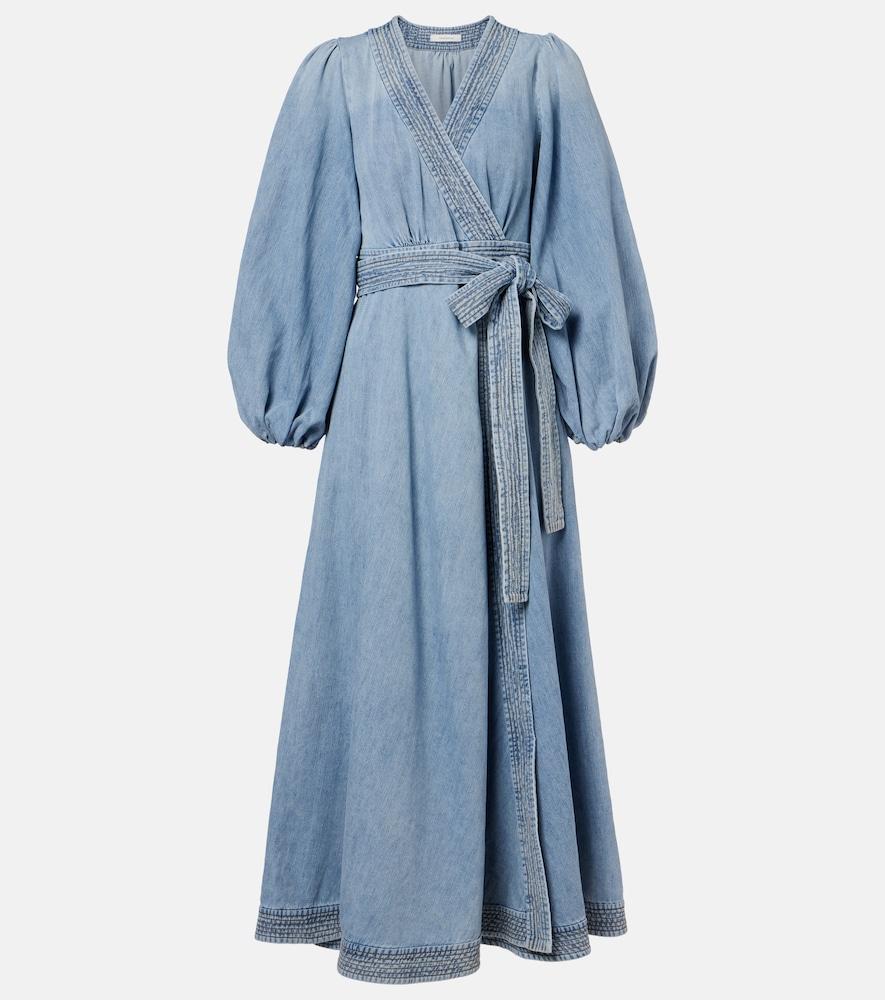 zimmermann indra denim wrap dress