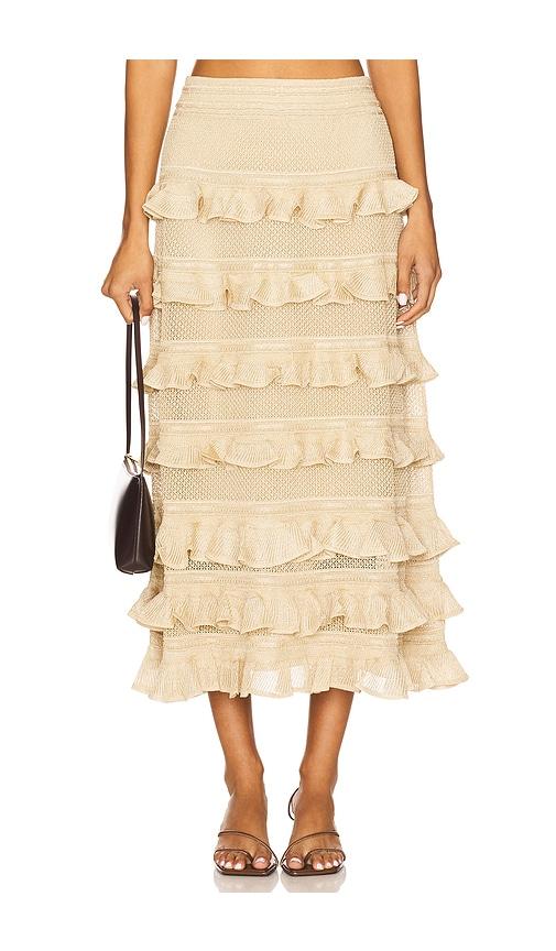 zimmermann lace frill midi skirt in metallic gold. - size 2/m (also in 4/xl)