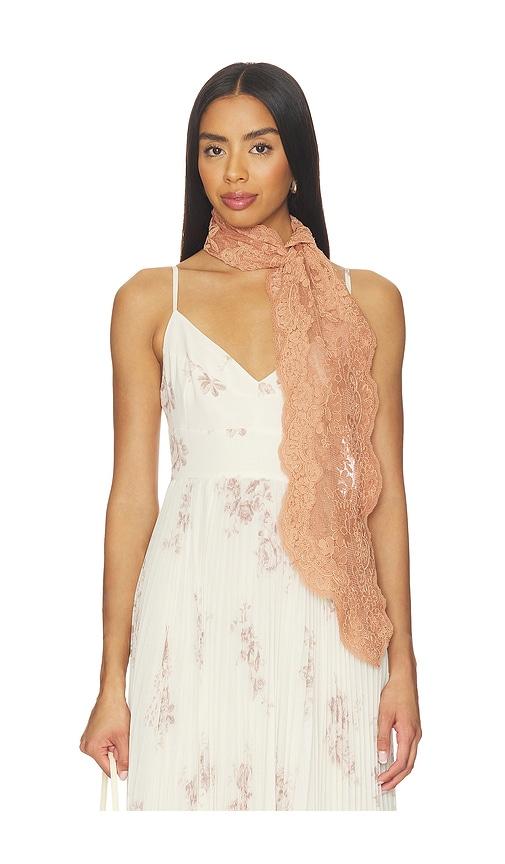 zimmermann lace neck scarf in peach.