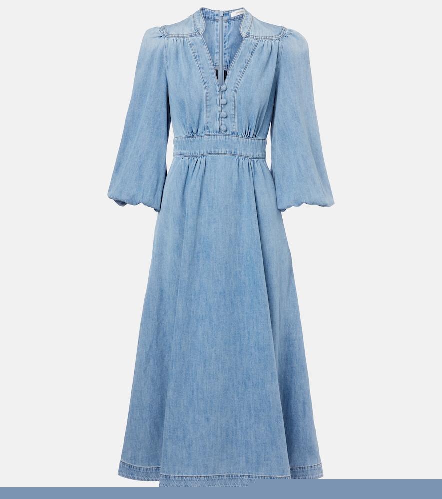 zimmermann lucky denim midi dress