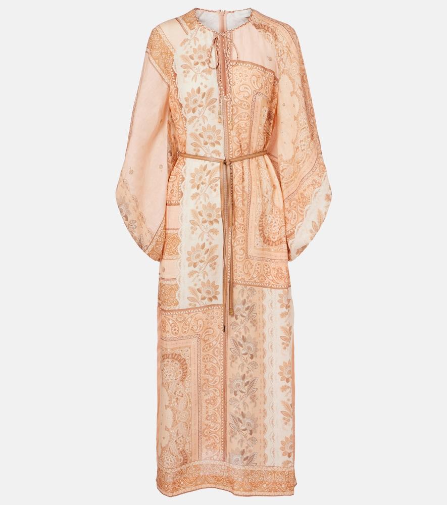 zimmermann lucky printed linen midi dress