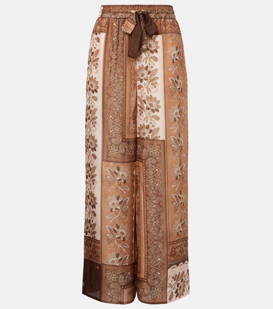 zimmermann lucky printed silk straight pants