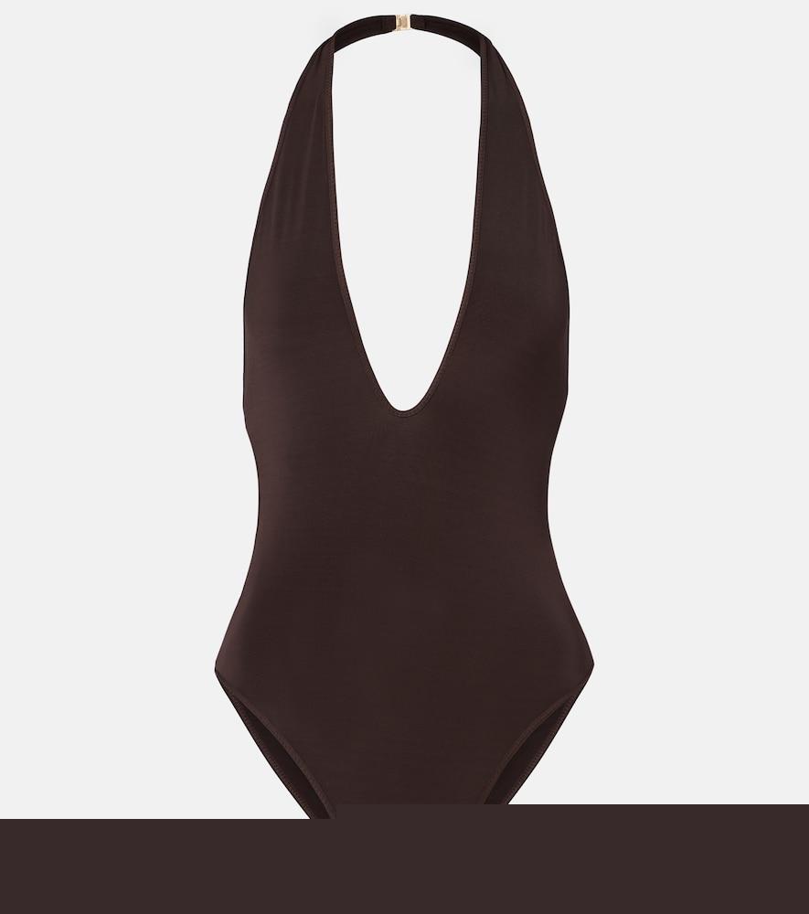 zimmermann luna halterneck open-back bodysuit