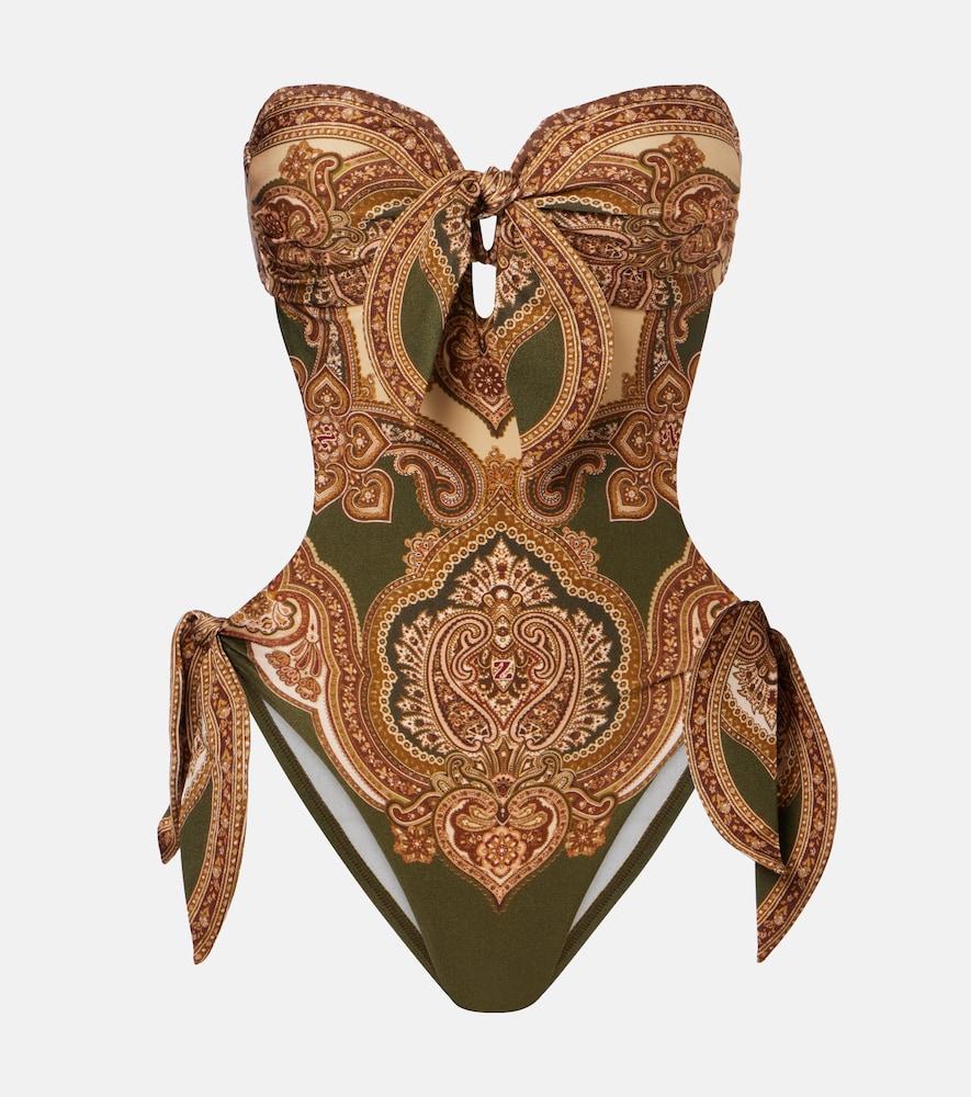 zimmermann mahon cutout printed swimsuit