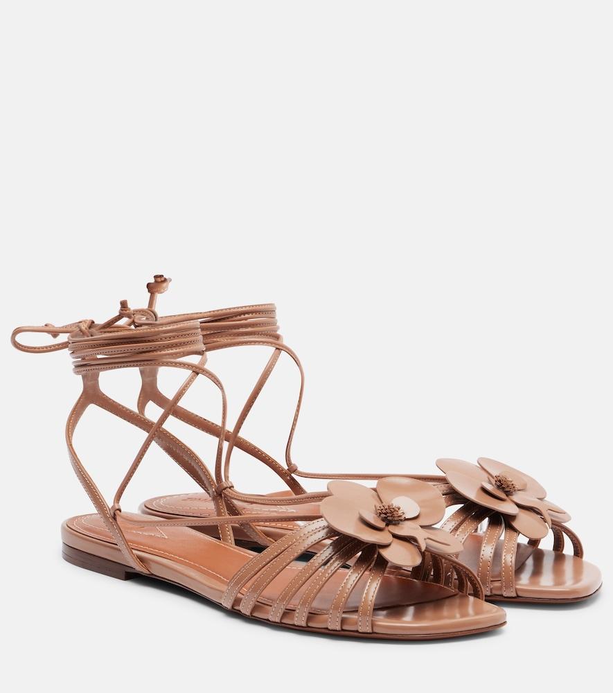 zimmermann orchid floral-appliqué leather sandals