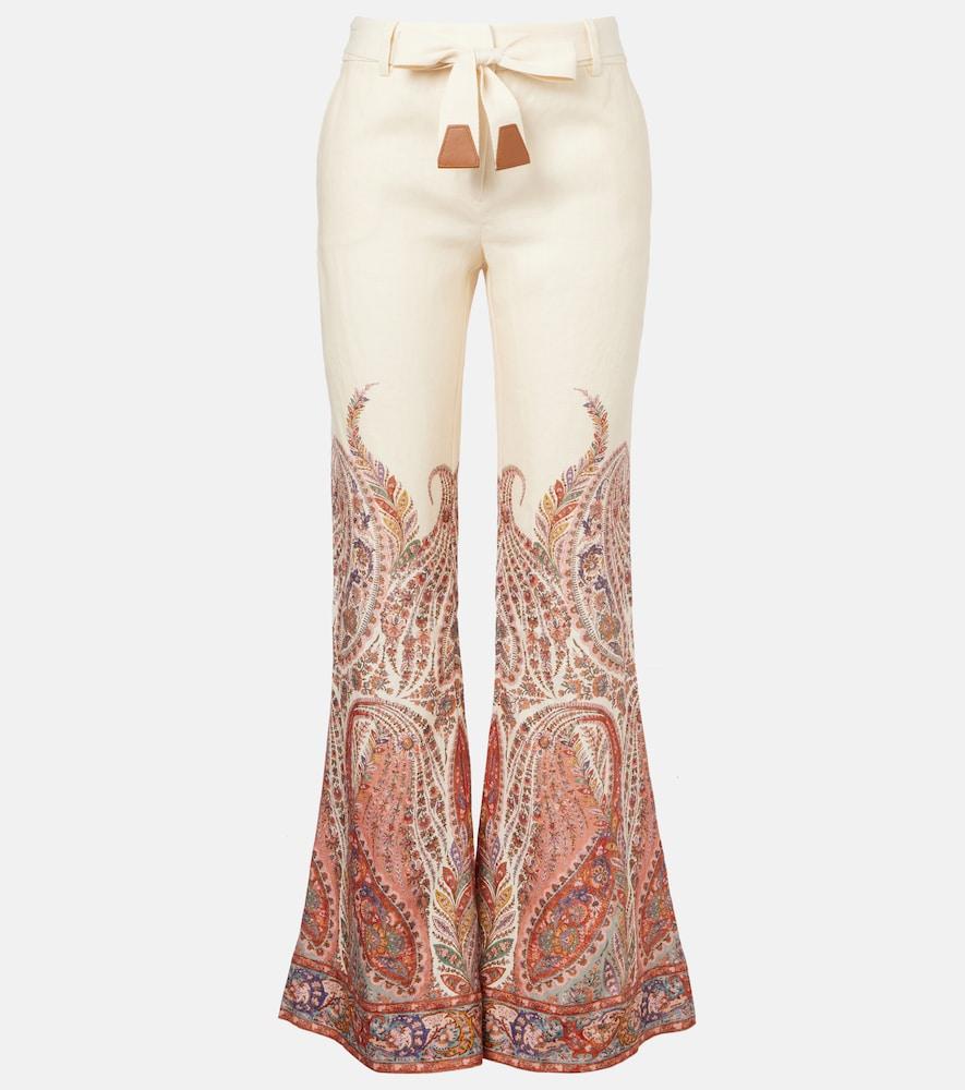 zimmermann paisley linen flared pants