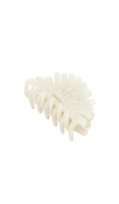 zimmermann peacock hair clasp in cream.