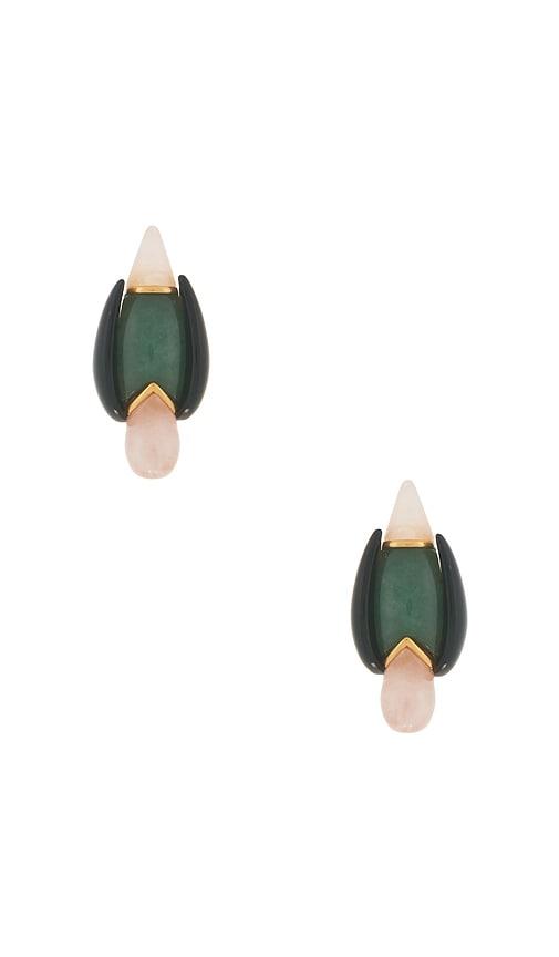 zimmermann plume stud earrings in green.