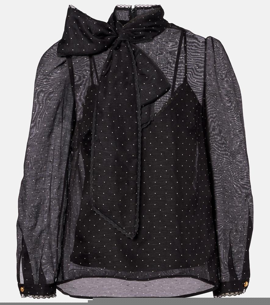 zimmermann polka-dot linen and silk blouse