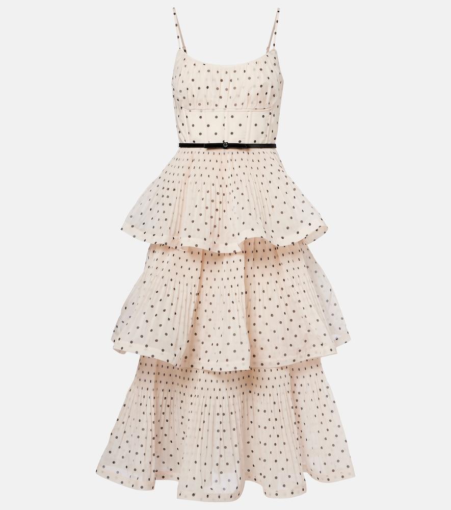 zimmermann polka-dot tiered midi dress