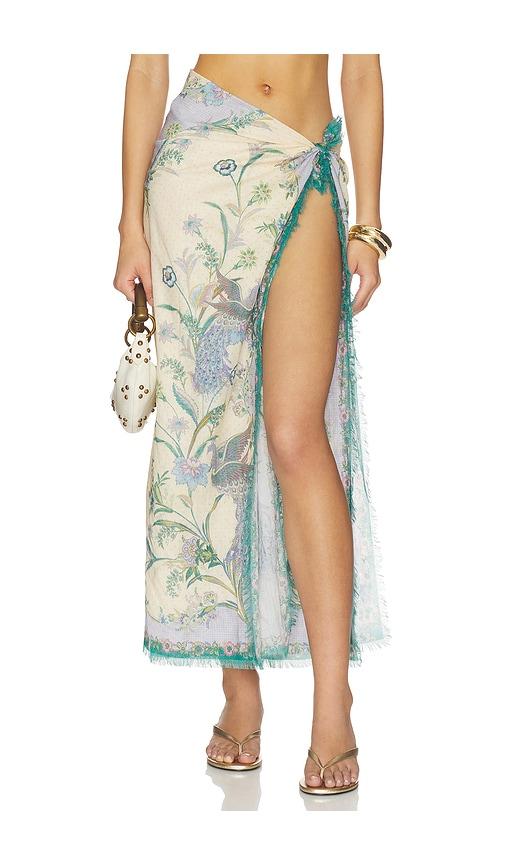 zimmermann printed cotton pareo in cream.
