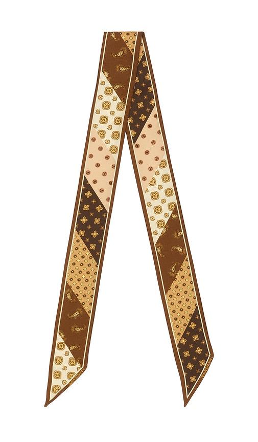 zimmermann printed silk ribbon scarf in chocolate.