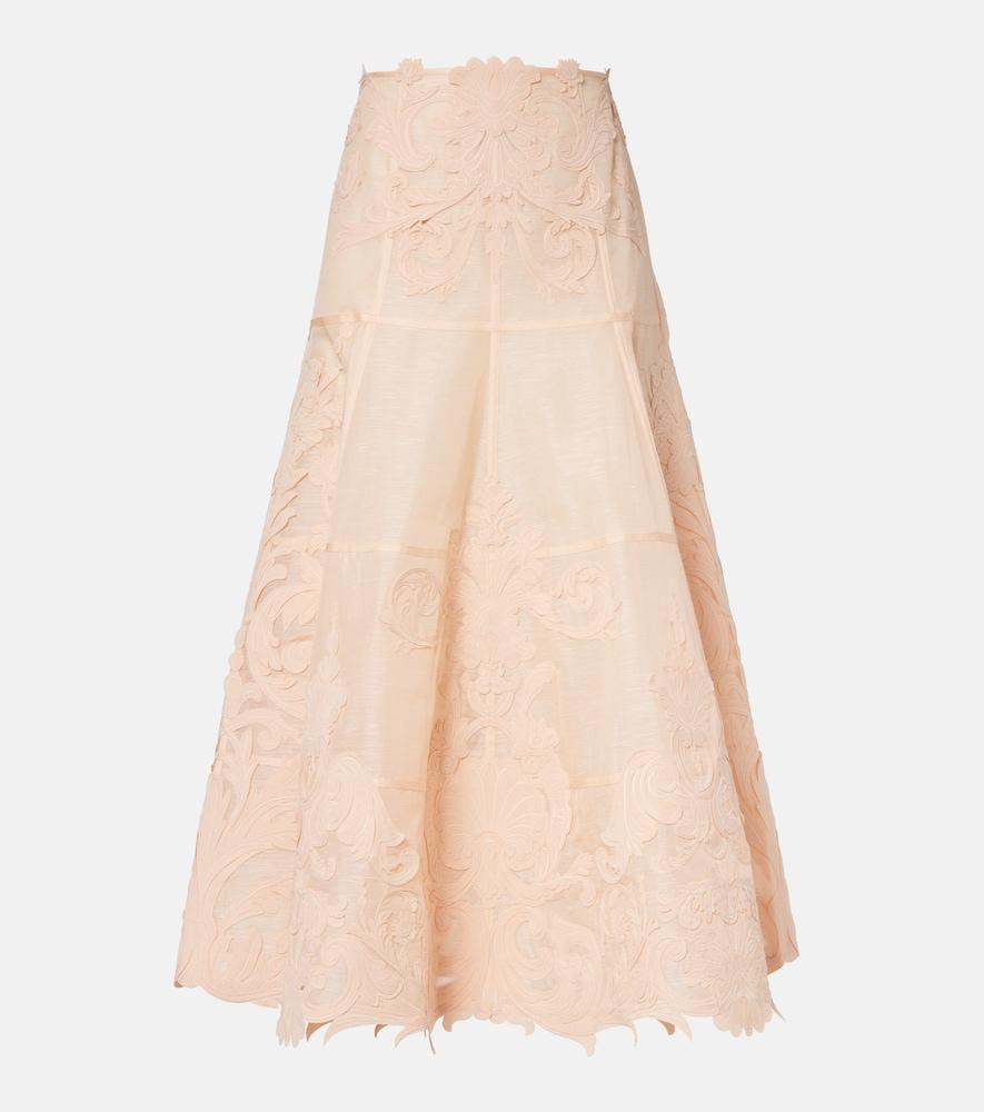zimmermann rebellion filigree embroidered midi skirt