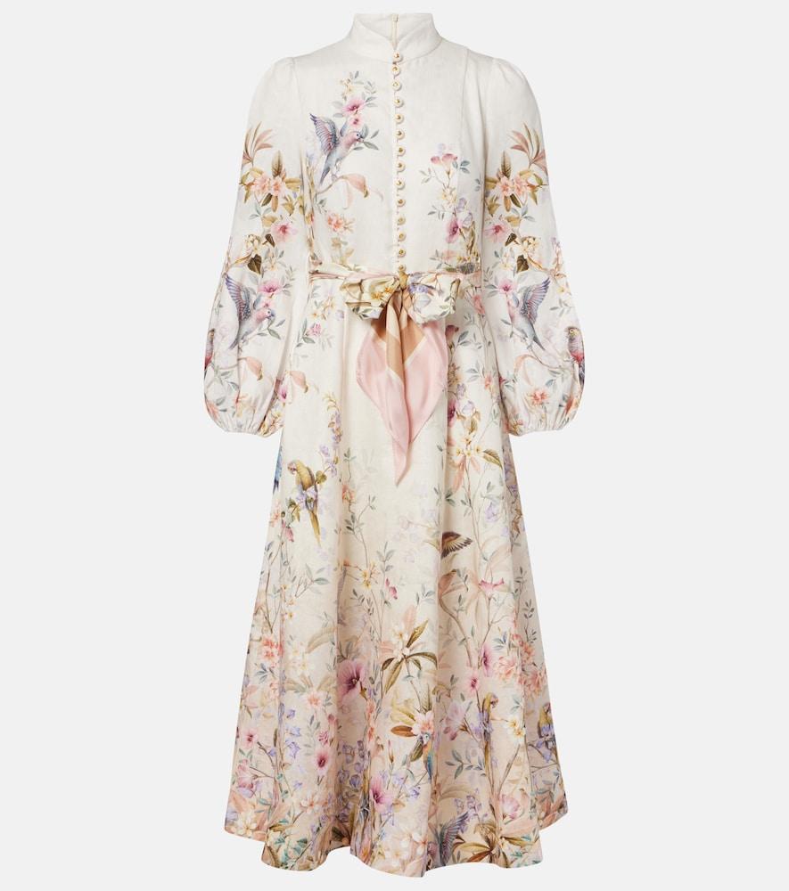 zimmermann rebellion printed linen midi dress