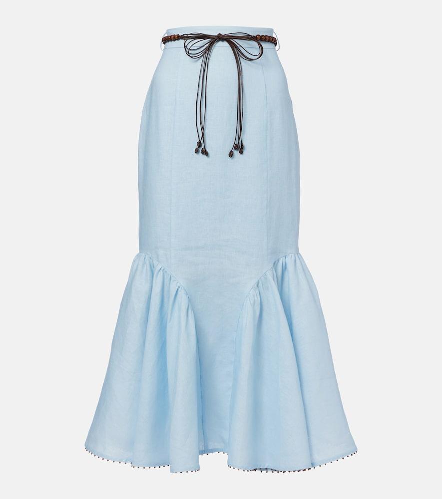 zimmermann rhiannon linen midi skirt