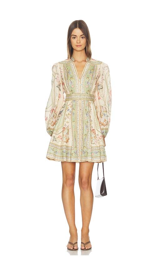 zimmermann roselight plunge mini dress in tan. - size 1/s (also in 2/m)