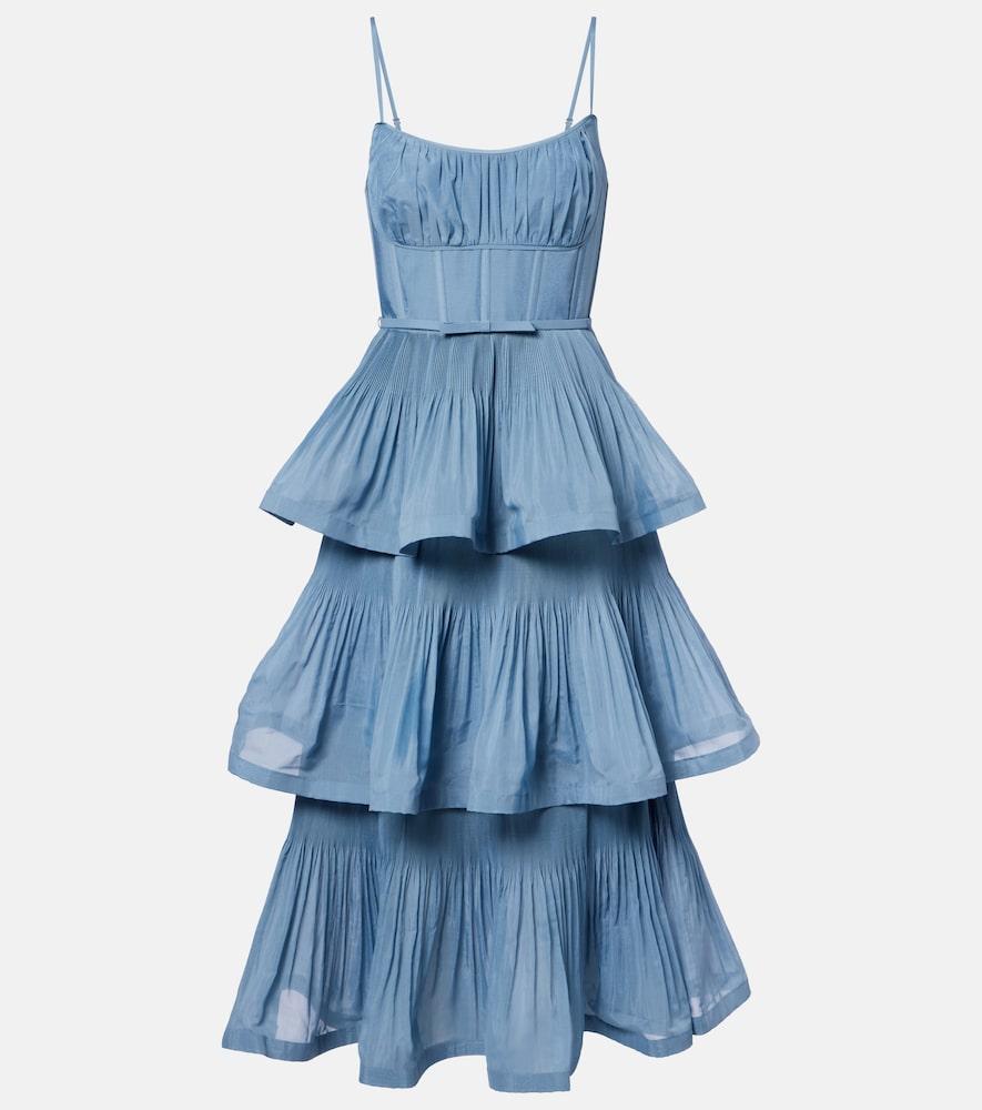 zimmermann ruched tiered bustier dress