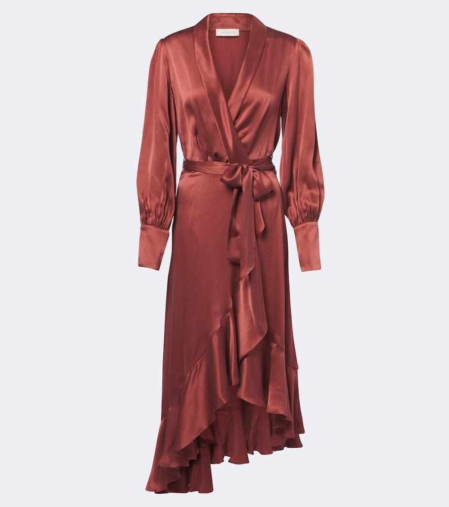 zimmermann silk satin wrap dress
