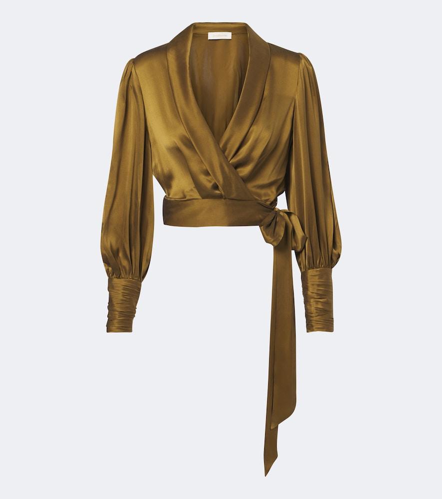 zimmermann silk satin wrap top