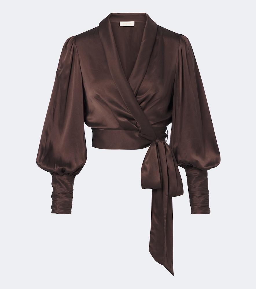 zimmermann silk satin wrap top