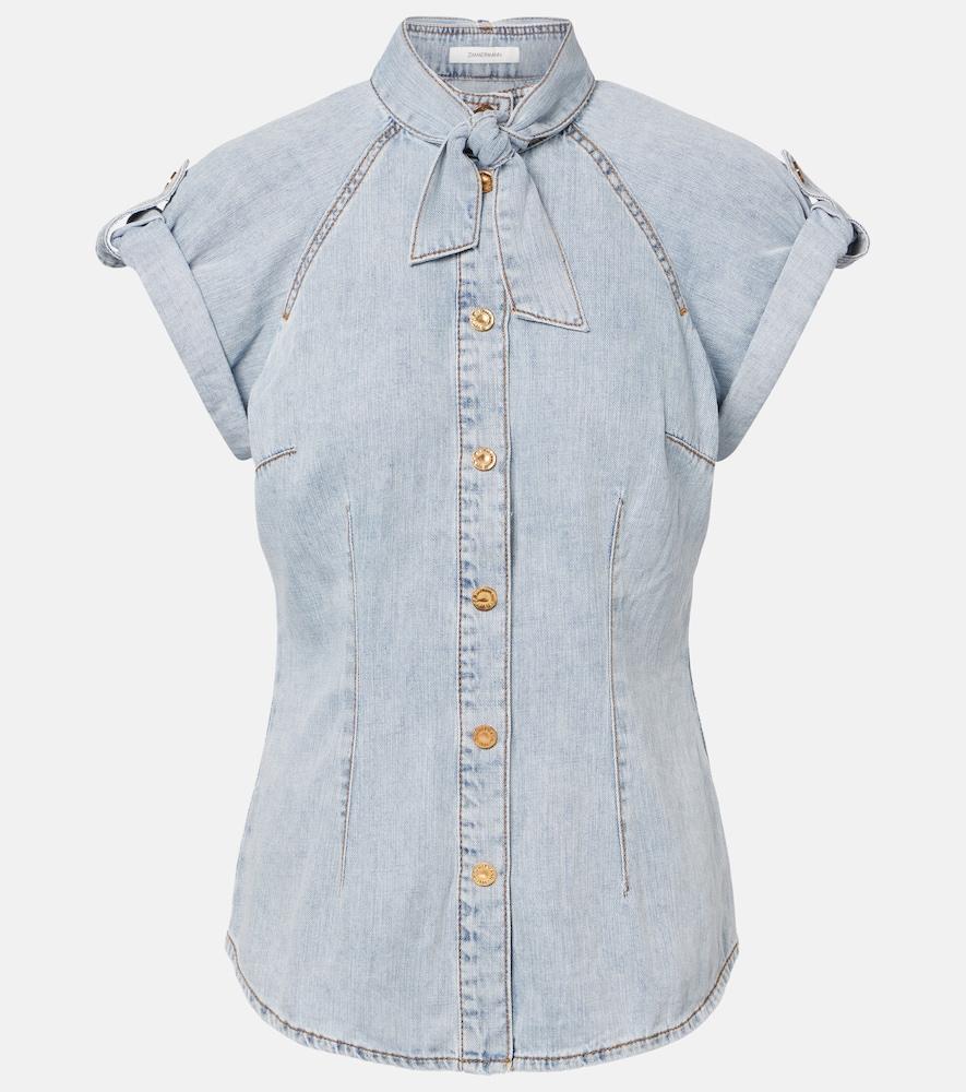 zimmermann tie-neck denim shirt