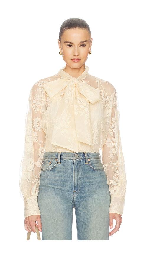 zimmermann valiant lace pussybow blouse in nude. - size 0/xs (also in 1/s, 2/m, 3/l, 4/xl)
